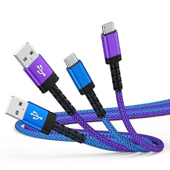 2-Pack 6FT USB A to USB C Fast Car Charger Cable for iPhone 16/15 Pro Max, Samsung Galaxy S25/S24, Android Auto, 15W 3A Nylon Braided Power Cord