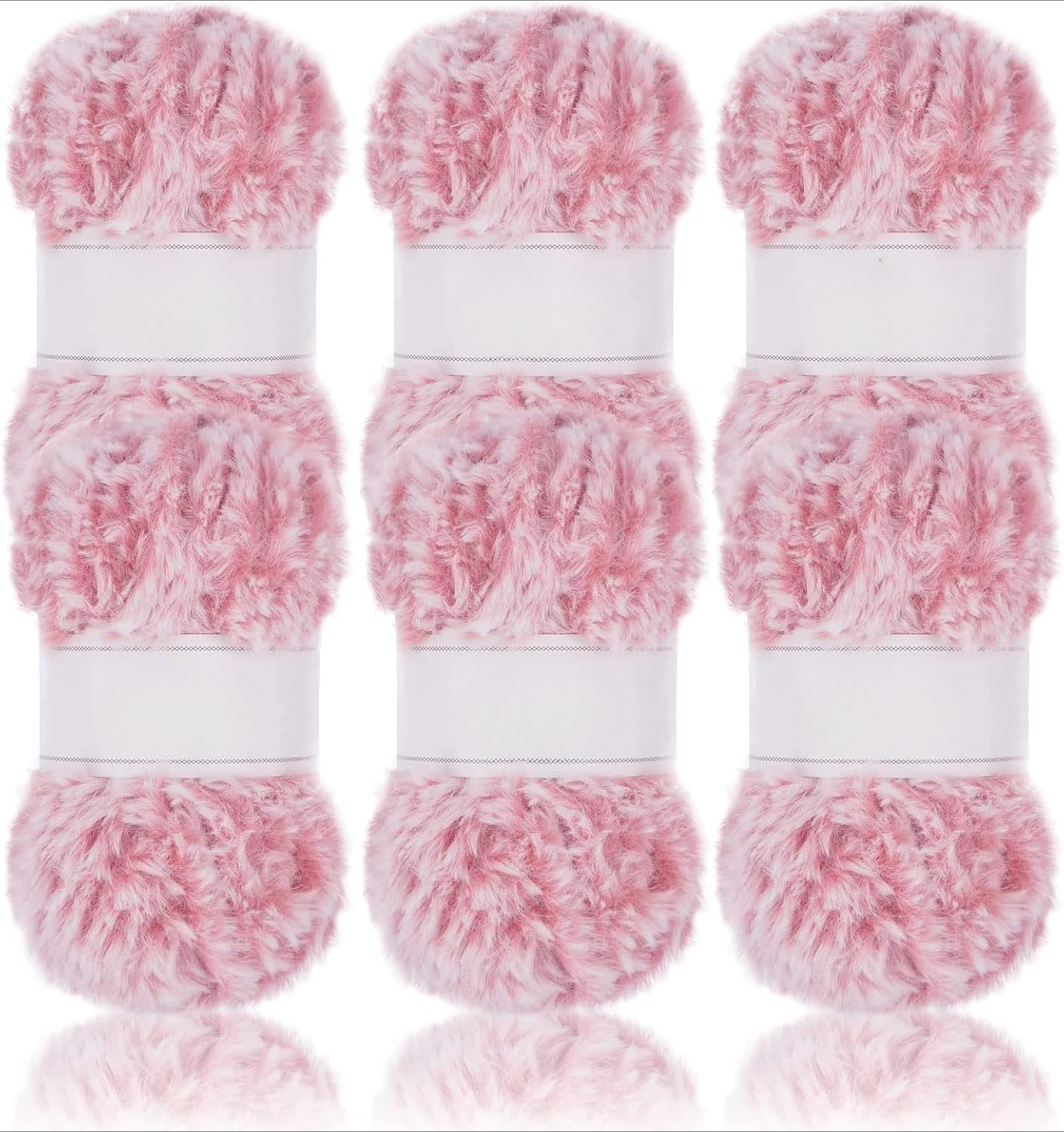 2 Pack/ 6Pack Super Soft Fur Yarn Chunky Fluffy Faux Fur Yarn Eyelash Yarn for Crochet Knit - Each Length 98.5 ft