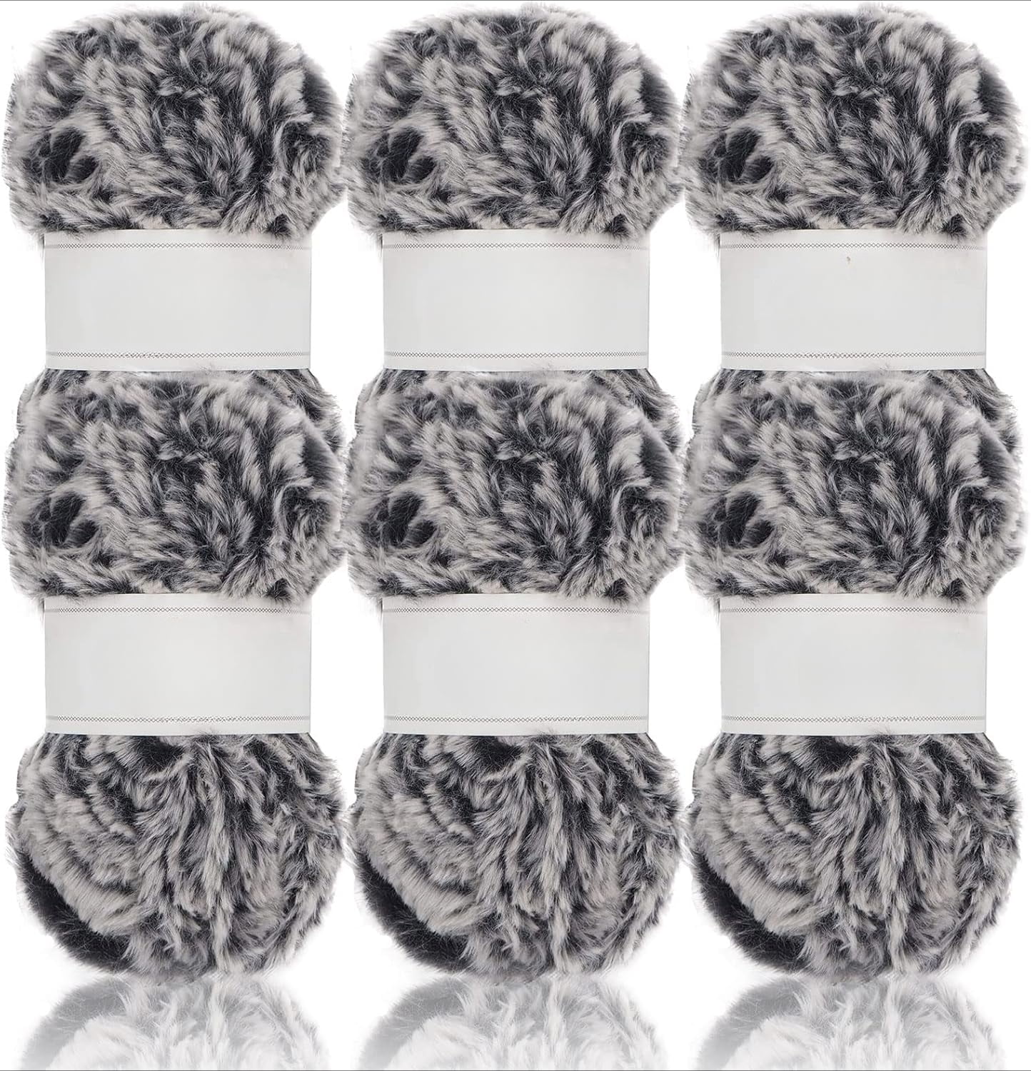 2 Pack/ 6Pack Super Soft Fur Yarn Chunky Fluffy Faux Fur Yarn Eyelash Yarn for Crochet Knit - Each Length 98.5 ft