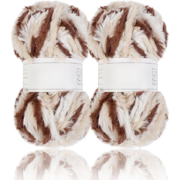 2 Pack/ 6Pack Super Soft Fur Yarn Chunky Fluffy Faux Fur Yarn Eyelash Yarn for Crochet Knit - Each Length 98.5 ft