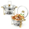 thumbnail image 1 of 2-Pack 6QT Round Stainless Steel Chafing Dish Set with Glass Lids – Complete Buffet Food Warmer Kit for Catering & Events, 1 of 8