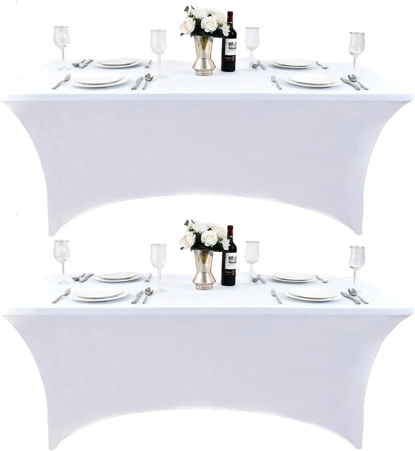 Stretchable Table 2-Pack 6ft Spandex Table Covers for Rectangle Standard Folding Tables ...