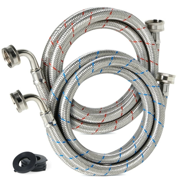 2 Pack 6ft Washing Machine Washer Hoses with 90 Degree Elbow Connection