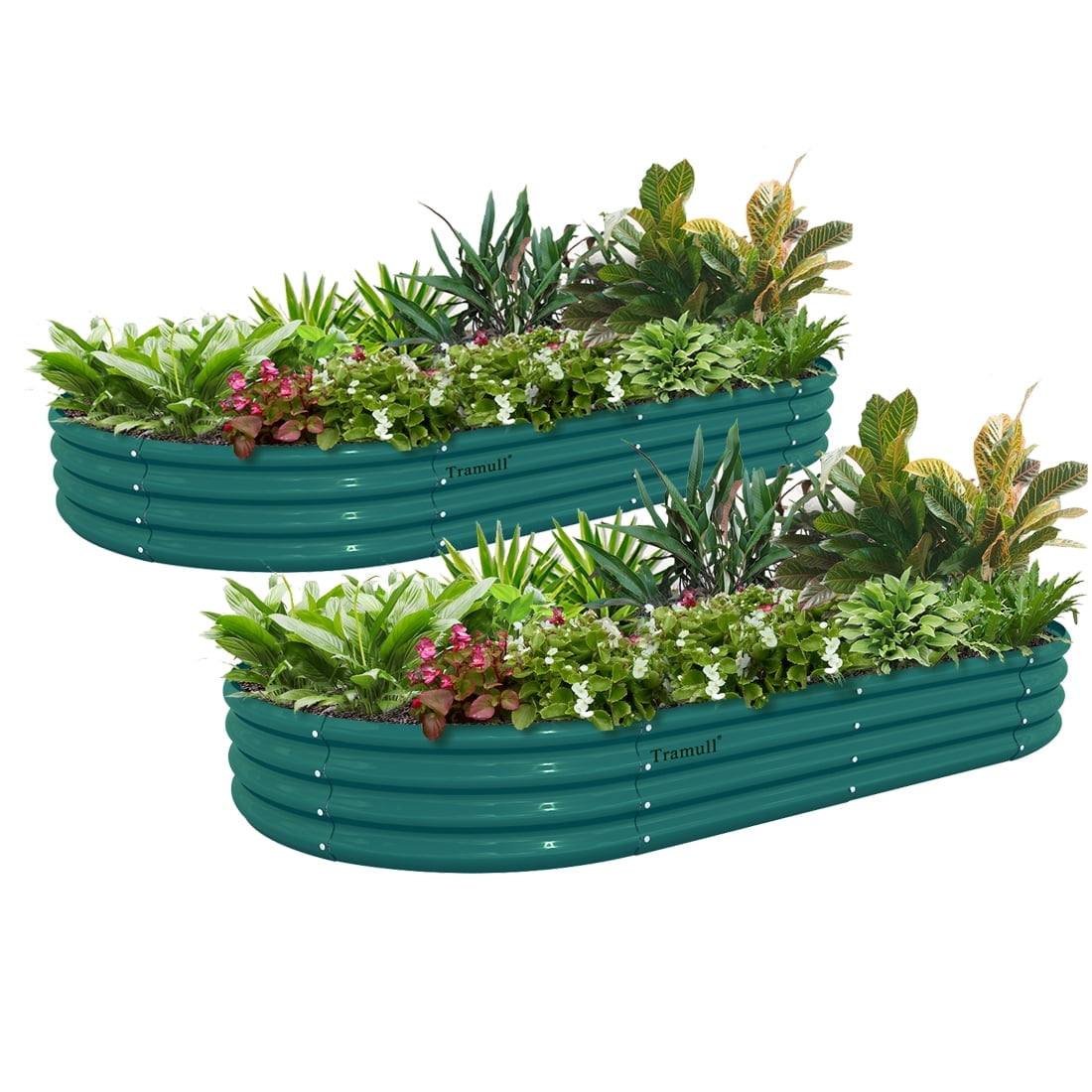 2 Pack 6x3x1FT Galvanized Raised Garden Bed Kit Oval Metal Ground Planter Box Outdoor Bottomless Planter Raised Beds for Vegetables Flowers Herbs Fruits(Green)