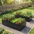 thumbnail image 1 of 2 Pack 6x3x2ft Metal Galvanized Raised Garden Bed,Galvanized Planter Boxes Set or Vegetables Flowers Ground Planter Box,Black, 1 of 8