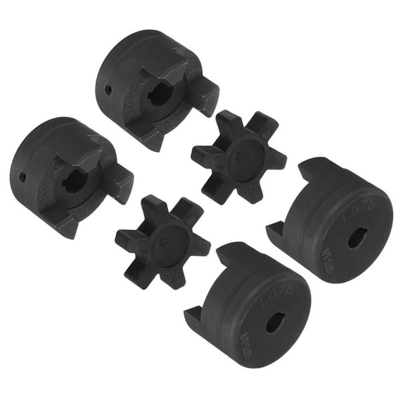 2 Pack 7/16" to 3/8" L075 Flexible 3-Piece L-Jaw Coupling Coupler Set & Buna-N NBR Rubber Spider for Log Splitter Hybrid Equipment