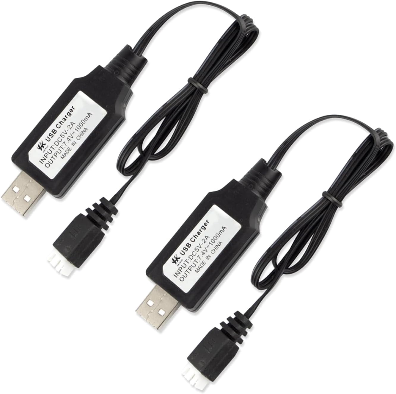 YACSEJAO 2 Pack 7.4V USB Charger Kabel met SM-4P Plug Connector voor LiPo Batterij RC Model Voertuig Buggy Auto Truck Boot