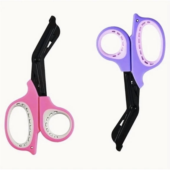 2-Pack 7.5" Heavy Duty Bandage Scissors, Pink + Purple, Non-stick Blades Stainless Steel Shears For Office,Nursing, Sewing, EMT, Home and Crafts