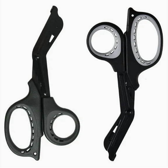 2-Pack 7.5" Heavy Duty Bandage Scissors, Black   Grey, Non-stick Blades Stainless Steel Shears For Office,Nursing, Sewing, EMT, Home and Crafts