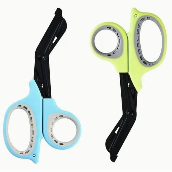 2-Pack 7.5" Heavy Duty Bandage Scissors, Blue + Green, Non-stick Blades Stainless Steel Shears For Office,Nursing, Sewing, EMT, Home and Crafts