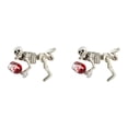 thumbnail image 1 of 2 Pack 7.5 Inch Resin Halloween Skeleton Figurines Lying Down With Wine Glass, Funny Gothic Skeleton Statues, Desktop Ornaments for Mantel Shelf Table Halloween Party Home Decor, 1 of 4