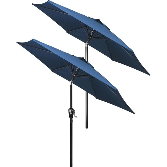 2 Pack 7.5' Patio Umbrella Outdoor Table Market Yard with 6 Sturdy Ribs for Backyard, Pool, Garden, Deck, Blue