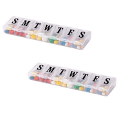 2 Pack Weekly Pill Organizer   7 Day Medicine & Vitamin Box, Clear BPA-Free