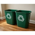 thumbnail image 1 of 2 Pack - 7 Gallon / 28 Quart Space-Saving Green Recycling Bins - Rectangular Open-Top Wastebaskets with Recycling Symbol, Durable Resin Material, 1 of 5