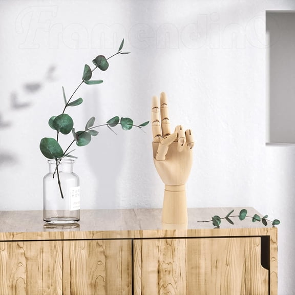 2-Pack 7-Inch Wooden Hand Model (Right+Left) - Flexible Artist Manikin for Sketching, Painting & Desk Decor