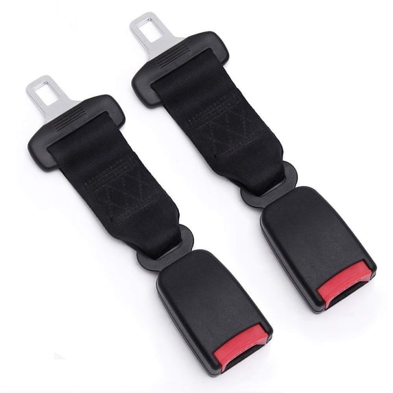 2-Pack 7" Seat Belt Lengthening Accessory with 7/8" Metal Tongue Width B