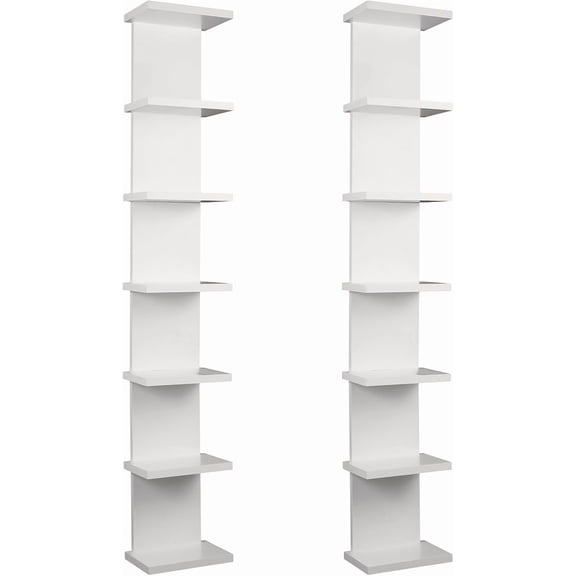 2 Pack 7 Tier Wall Shelf Unit - 43" Lack Floating Shelf, Compact Display Floating Shelf, Vertical Column Wall Decor Mount Floating Storage Organizer Tall Tower Shelf for Bedrooms, Living Rooms