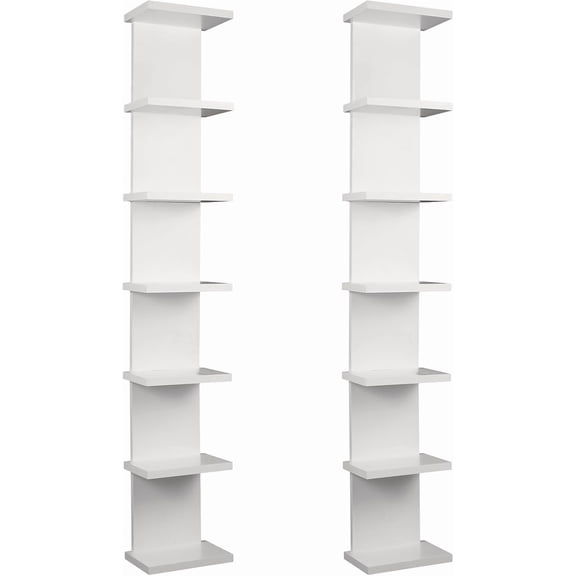 2 Pack 7 Tier Wall Shelf Unit - Lack Floating Shelf, Compact Display Floating Shelf, Vertical Column Wall Decor Mount Floating Storage Organizer Tall Tower Shelf for Bedrooms, Living Rooms