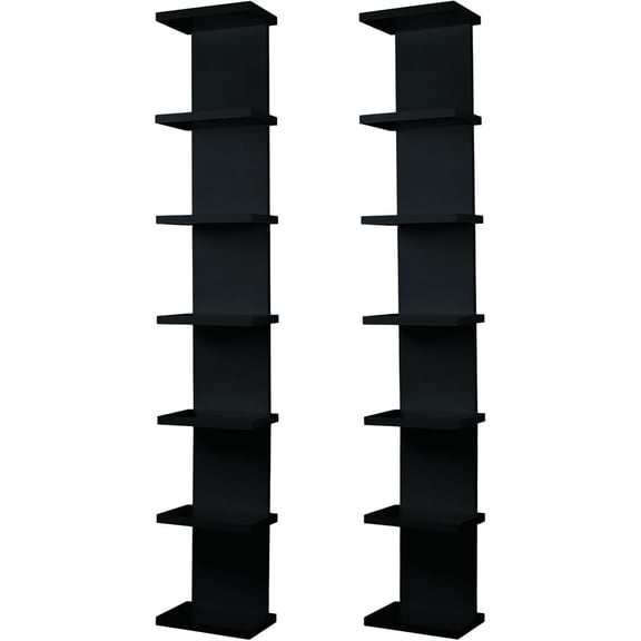 2 Pack 7 Tier Wall Shelf Unit - Lack Floating Shelf, Compact Display Floating Shelf, Vertical Column Wall Decor Mount Floating Storage Organizer Tall Tower Shelf for Bedroom, Living Room