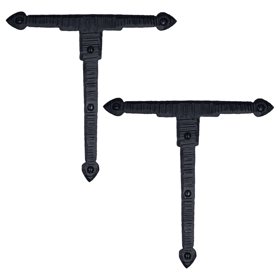 2 Pack 7 inch Decorative Corner Brackets Black T Bracket Decorative Corner Brackets Flat Angle Bracket Barn Door Hardware Ornamental Brackets The Colonial Series by Borderland Rustic Hardware