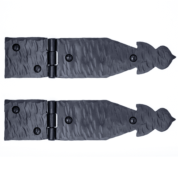 2 Pack 7 inch Decorative Hinges Black Wrought Iron Hinges Decorative Hinges Small Flush Mount Western Style Hinges Vintage Furniture Hardware The Hacienda Series by Borderland Rustic Hardware