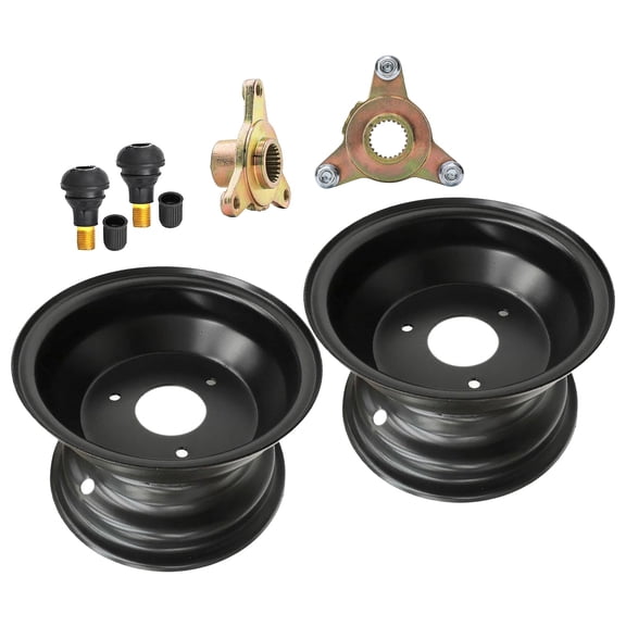 2 Pack 7" inch Rim Wheel 3 Lug 78mm Bolt Pattern + 23T Rear Axle Hubs for 16x8-7 Tire 70cc 110cc 125cc Quad Go kart ATV Buggy Mini Bike Lawn Mower Four Wheelers Taotao Coolster Coleman Roketa