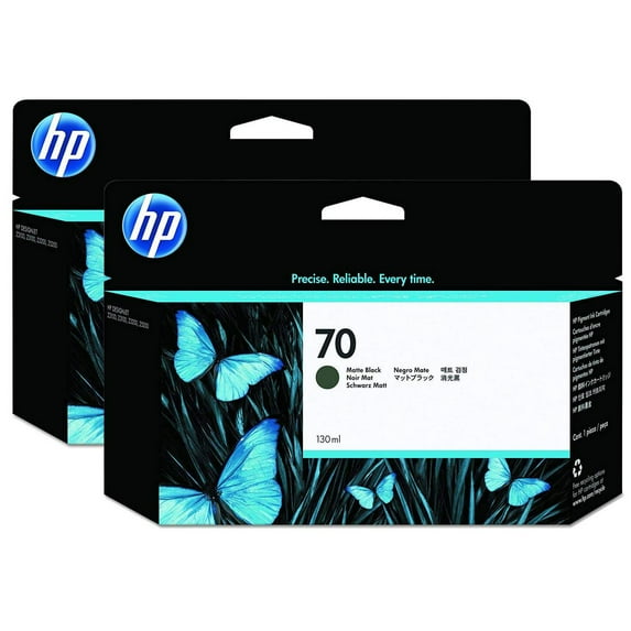HP 2 Pack 70 Matte Black 130 ml Vivera Ink Cartridge for Various DesignJet Inkjet Printers.