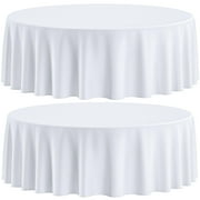 White Classic [2 Pack] White Round Tablecloths 70 Inch [for 30-60'' Tables] 200 GSM Washable Polyester Fabric Table Cloth [70'' is Not Table Size]