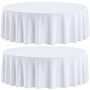 White Classic [2 Pack] White Round Tablecloths 70 Inch [for 30-60'' Tables] 200 GSM Washable Polyester Fabric Table Cloth [70'' is Not Table Size]