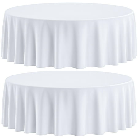 White Classic [2 Pack] White Round Tablecloths 70 Inch [for 30-60'' Tables] 200 GSM Washable Polyester Fabric Table Cloth [70'' is Not Table Size]
