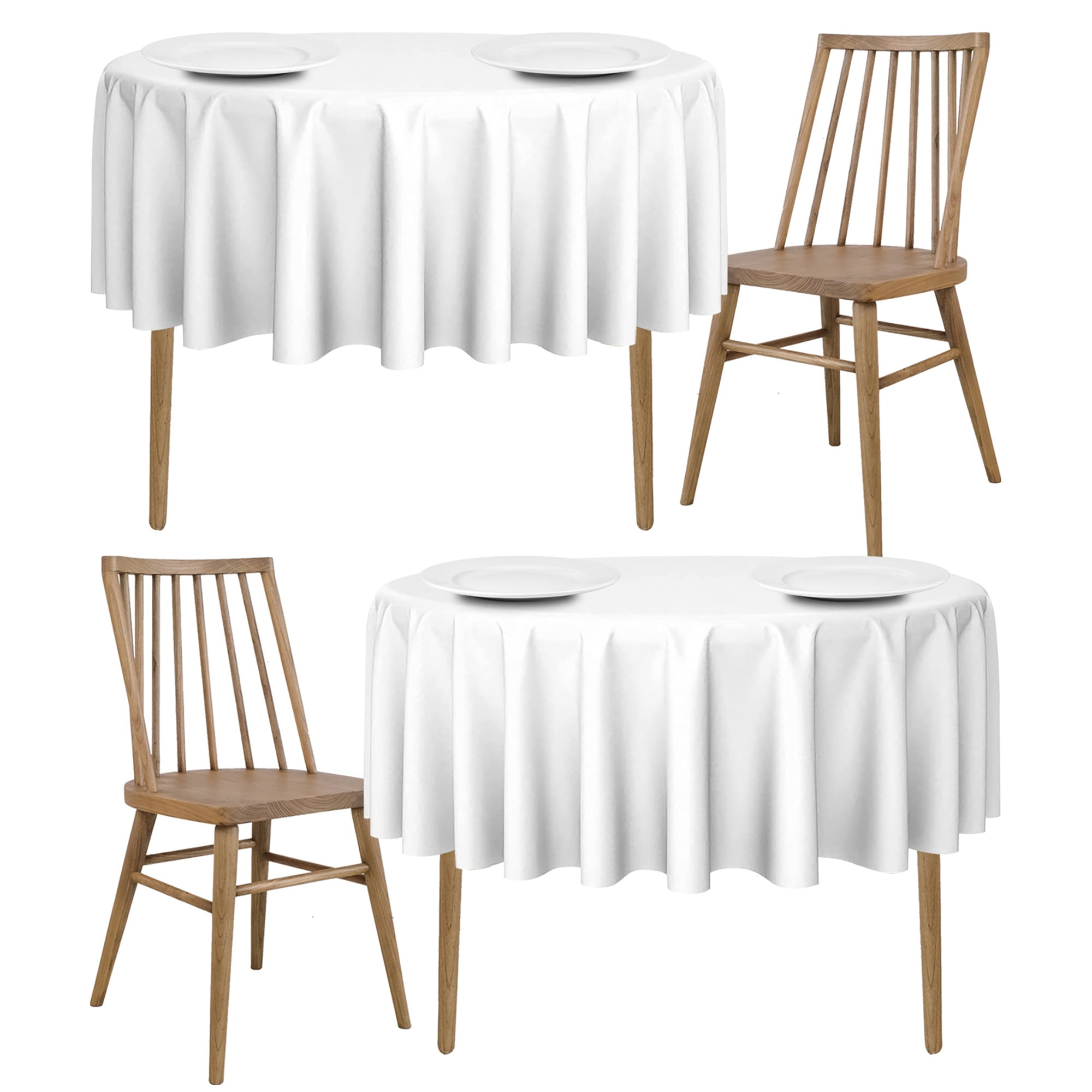 "Premium White 70"" Round Tablecloths [2 Pack] for Wedding, Banquet
