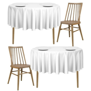 [2 Pack] 70" Round Premium Tablecloths for Wedding | Banquet | Restaurant | Washable Fabric Table Cloth | White