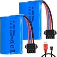 thumbnail image 1 of 2 Pack 700mAh Lithium Battery 7.4V Rechargeable Batteries W/ USB Charger SM-4P Plug for RC Car Drift Monster Truck Off Road Vehicle, Blue, 1 of 6