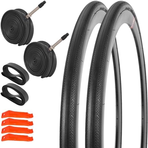 Pack 700x32c Road Bike Tires and Tubes (32-622) 700C Foldable