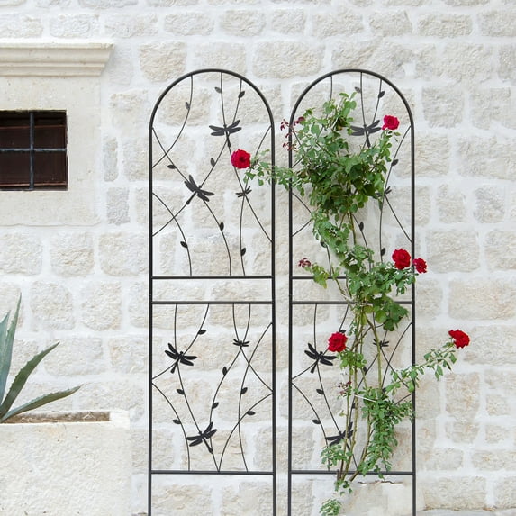 2 Pack 71" H Large Heavy Duty Garden Rustproof Iron Plant Trellis for Potted Plant Support Metal Climbing Rose Trellis Vine Vegetable Cucumber