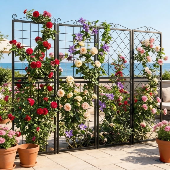 2-Pack 71 Inch Metal Garden Trellis for Climbing Plants, Thickened Square Tube Metal Garden Trellis for Vines, Plants, Roses, Vegetable Support, Large Decorative Outdoor Trellis