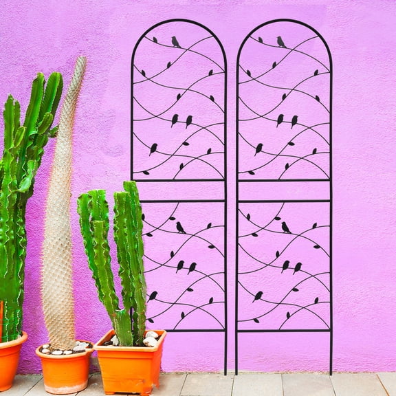 2 Pack 71 Inch Tall Rustproof Metal Garden Trellis, Black Bird Deco Climbing Plant Support for Outdoor Vines, Roses, Cucumbers, Beans, Peas