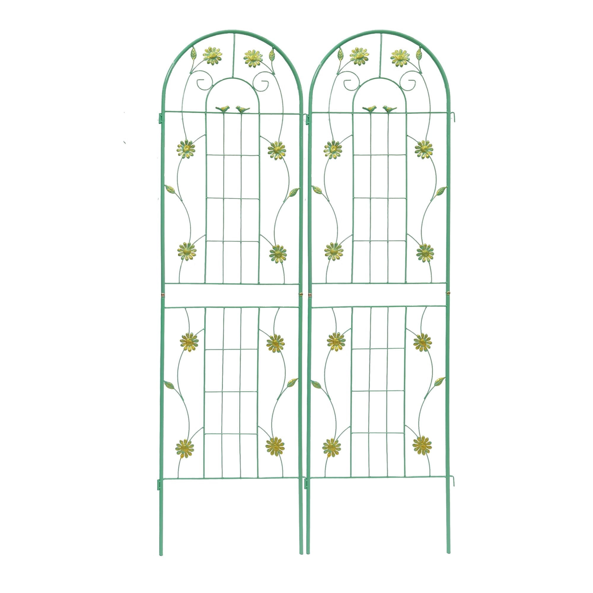 2-Pack Metal Garden Trellis, Rust-Resistant Plant Support for Climbing Vines & Flowers, Green