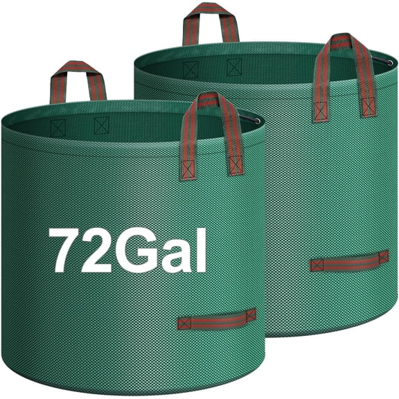2-Pack 72-Gallon Leaf Bags, Reusable Yard Waste Bags, Heavy-Duty Upright Lawn Bags with 4 Handles for Garden Leaves and Waste Collection, Lightweight Portable Yard Trash Bag