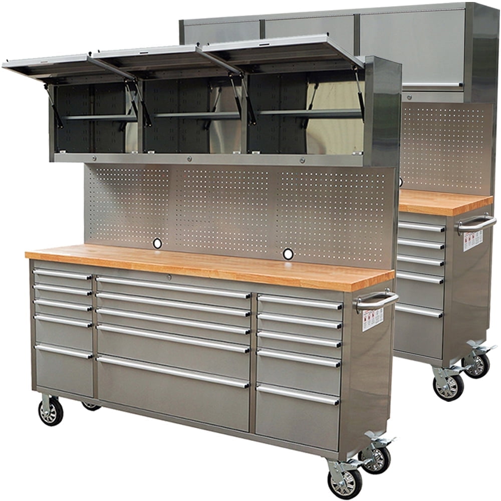 ダブルティー　バースツール 2 Pack - 72 inch 15 Drawers Tool Chest with 3 Up Cabinet