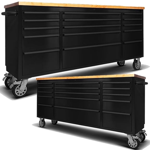 Anortrek 2 Pack-72-inch Metal Rolling Tool Chest with 15 Drawers, Mobile Workbench, Assembled Large Tool Box Lockable Storage Cabinet with Wheels