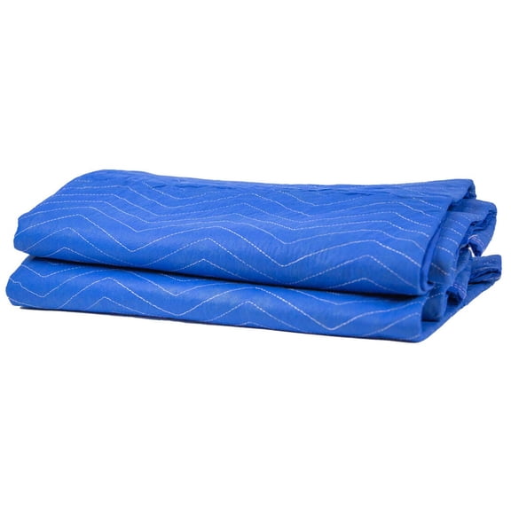 (2 Pack) 72" x 80" Moving Blankets - Blue Non-Woven Polyester Furniture Moving Pads for Protection in Moving or Storage