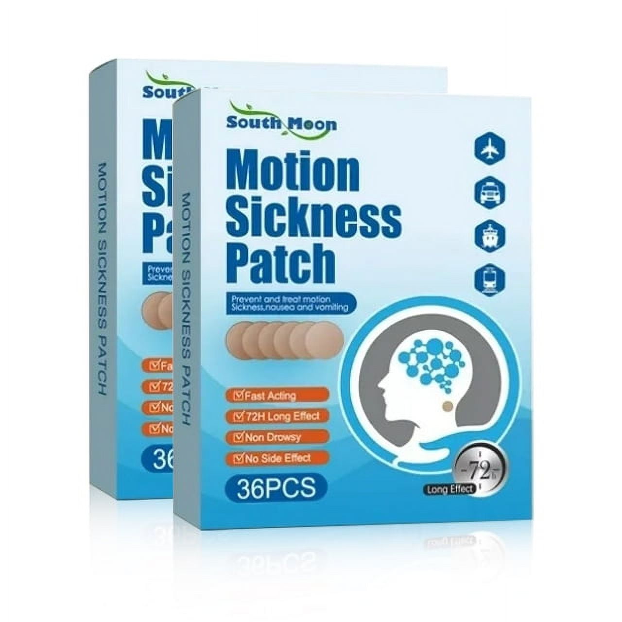 2 Pack 72pcs Motion Sickness Patch,Airsickness Patches ，Carsickness,Seasick Patches Anti Nausea