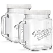 Syntic 2 Pack Large Mason Jars, 74 oz Wide Mouth Glass Jar with Lid for Fridge, Glass Canisters DIY Favor Decor, Food Container for Sugar, Cookie, Flour, Pickle