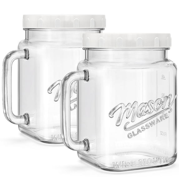 Syntic 2 Pack Large Mason Jars, 74 oz Wide Mouth Glass Jar with Lid for Fridge, Glass Canisters DIY Favor Decor, Food Container for Sugar, Cookie, Flour, Pickle
