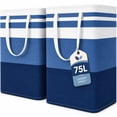 thumbnail image 1 of 2 Pack 75L Laundry Basket, Collapsible Laundry Hamper with Reinforced Handles, Freestanding Waterproof Clothes Hamper for Bedroom, Bathroom, Dorm, Closet, Blue, 1 of 8
