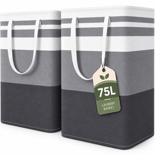 UTDT 2 Pack 75L Laundry Hamper, Collapsible Waterproof Clothes Organizer with Reinforced Handles, Freestanding Storage Bin for Dorm Bedroom, Gray