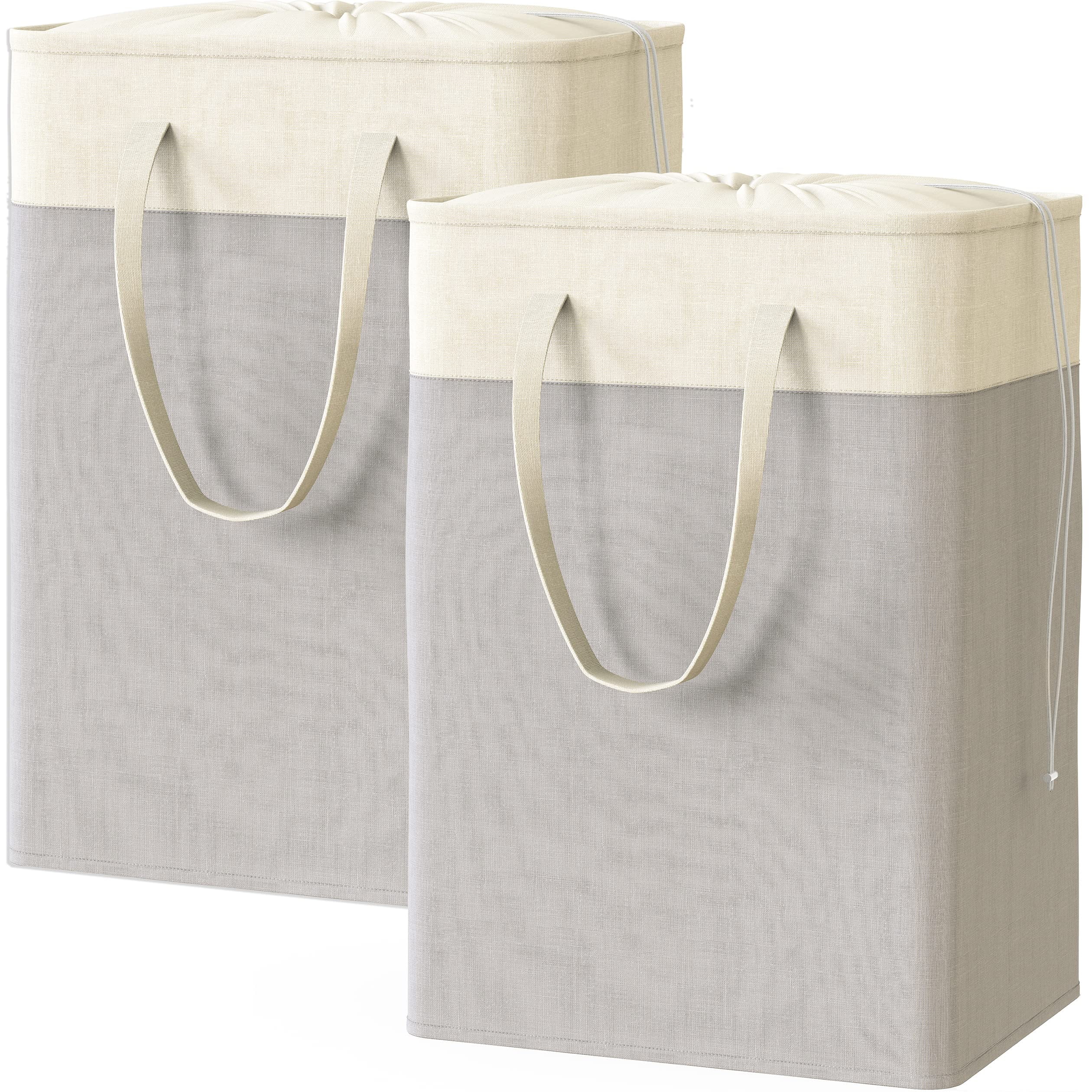 2 Pack 75L Rectangle Laundry Basket, Grey