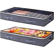 2 Pack 75L Underbed Storage Bags,Foldable Clothes Organizers Storage Containers, Zippered Closet Organization and Storage Bins for Comforters Blankets Bedding Sweaters