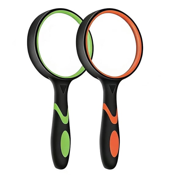 2-Pack 75mm Handheld Reading Magnifier with Comfort Non-Slip Rubber Grip, Lightweight Magnifying Glass for Home, School, Elderly & Hobbyists